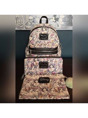 Loungefly Disney Parks Princess AOP Backpack, Wallet, and Pouch Set